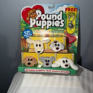 NIB GALOOB POUND PUPPIES  5 MINI PLUSH Wrinkle Pup In This Litter Only 1995 Vtg